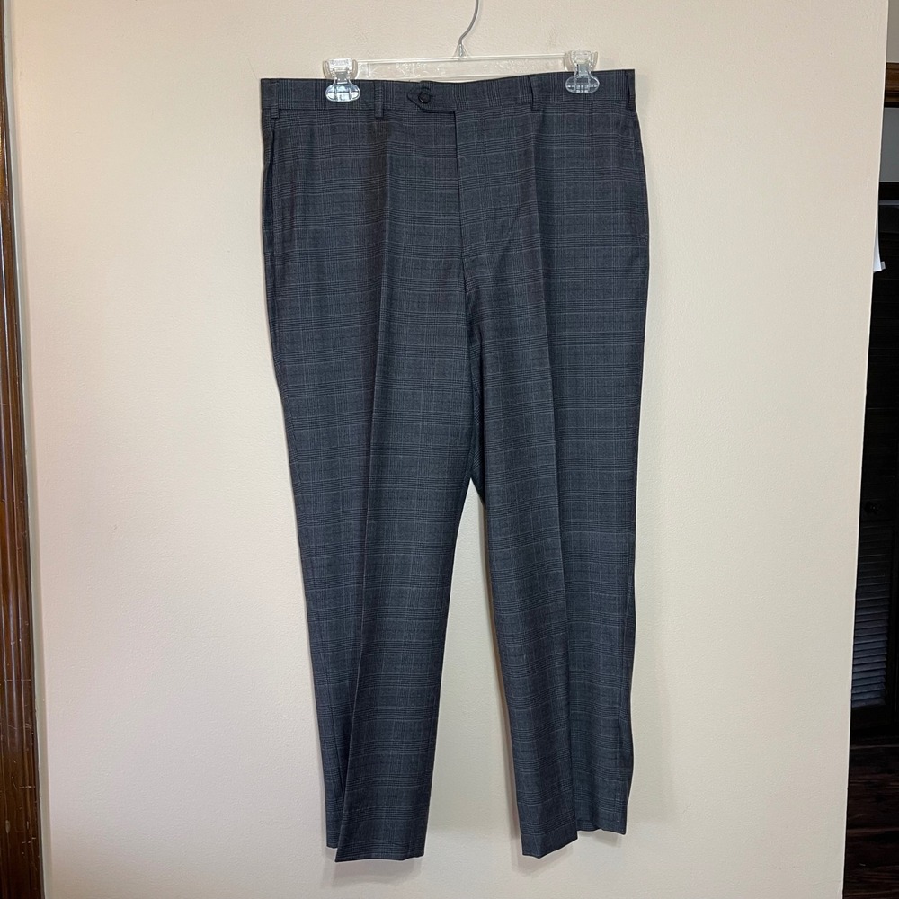 Brooks Brothers 346 Mens Grey Glen Plaid 100% Wool Dress Pants Slacks 38x32
